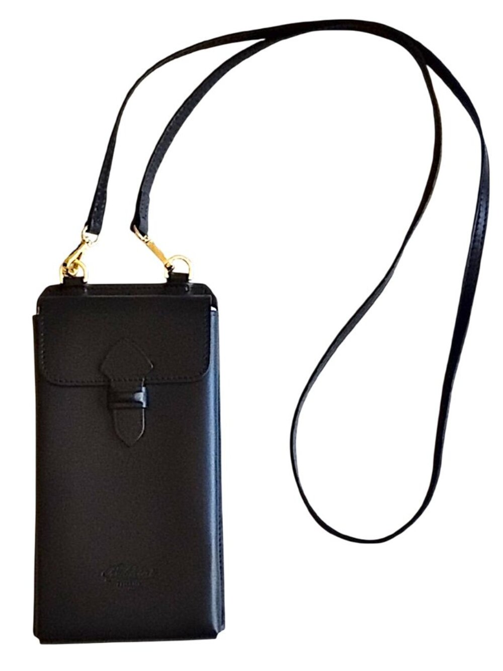 NWOT Boldrini Selleria Leather Cell Phone Crossbody Shoulder Purse Black